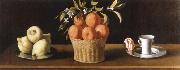 Francisco de Zurbaran still life with lemons,oranges and a rose oil